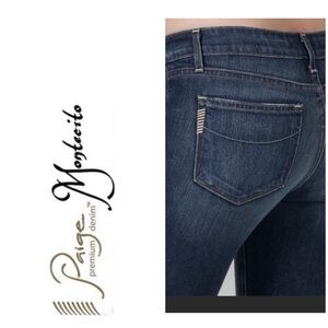 Paige Premium Denim Montecito Curvy Bootcut Flare Jeans Floral Dark Wash USA 28